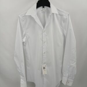 Calvin Klein NWT Men's White Slim Fit Stretch Dress Shirt Size S